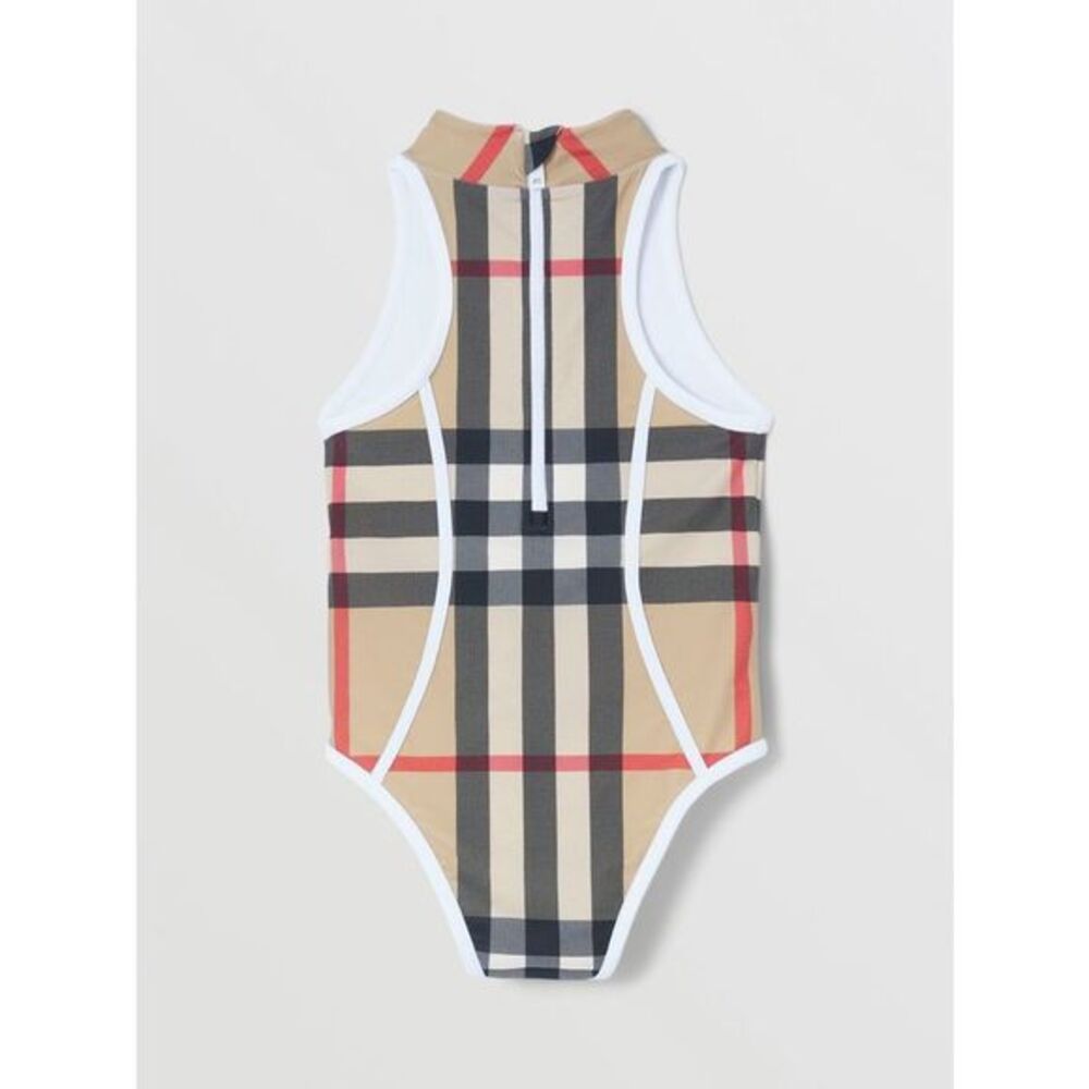 Burberry Girls Exaggerated Check Swimsuit 14Y $275